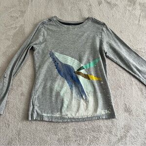Tea T-Shirt‎ Top Girls 12 Pullover Long Sleeve Graphic Print Gray 100% Cotton